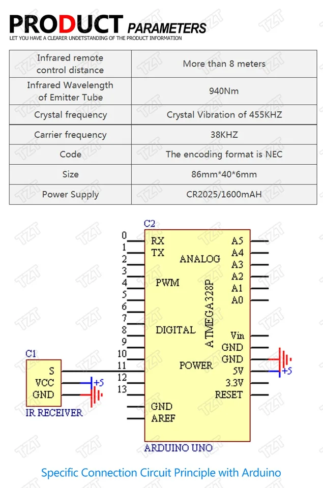 ARCELI IR-Fernbedienung Set HX1838 – Infrarot-Empfängermodul + Fernbedienung + Dupont-Kabel, 5 V, 38 KHz, Für Arduino, Raspberry Pi & DIY-Projekte