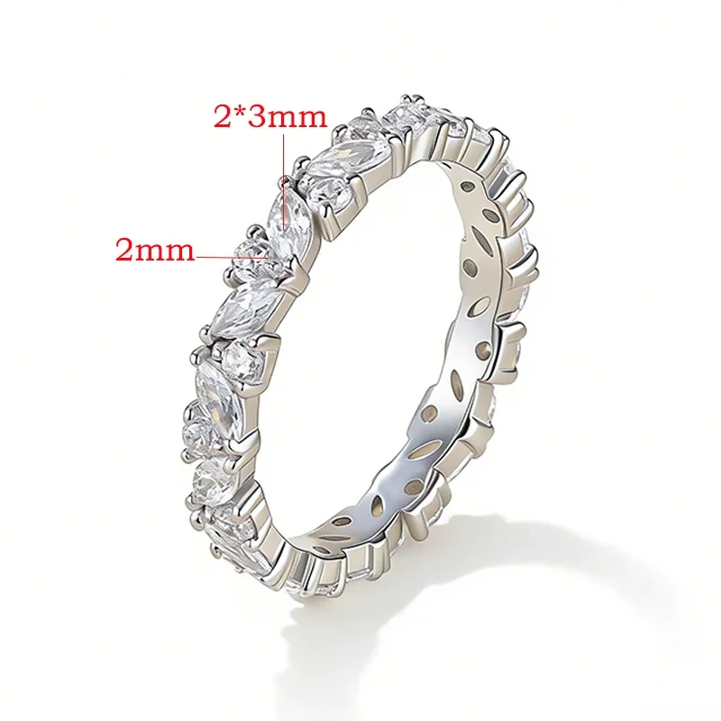 QIBAOKU Trendy Moissanite Full-eternity Wedding Rings for Women Sparking Matching S925 Sterling Silver Fine Jewelry Gifts 2026