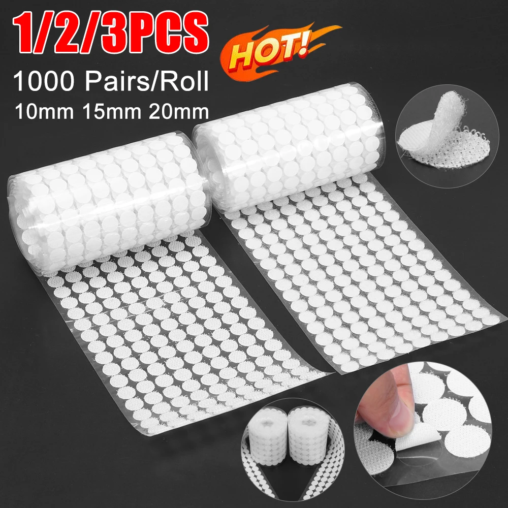 1000pair 10/15/20mm White Dot Sticker Self Adhesive Fastener Hook and Loop Tape Nylon Strong Glue Velcroing Adhesivo Muy Fuerte