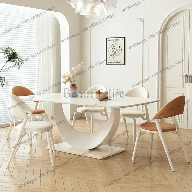 European Vintage Luxury Table Dining Rectangular Event White Kitchen Center Table Dining Space Saving Mesas De Jantar Furniture