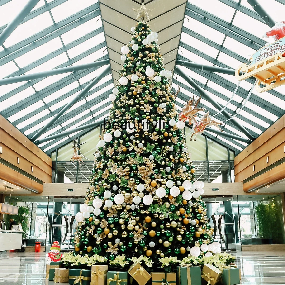 Christmas Deluxe 3m 4/5/6/8/10m Hotel Plaza Large Frame Christmas Tree with Decorative Lights Package