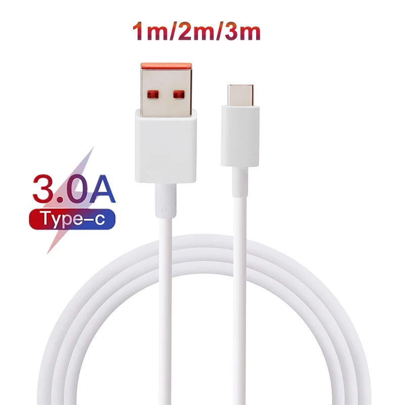 For Xiaomi Phone Cable 3A Fast Charger Cable 1M/2M USB Type C Cable For Redmi note 9 7 K20 Pro MI 10 9T Mi12 mi10 mi9 Mix 2s