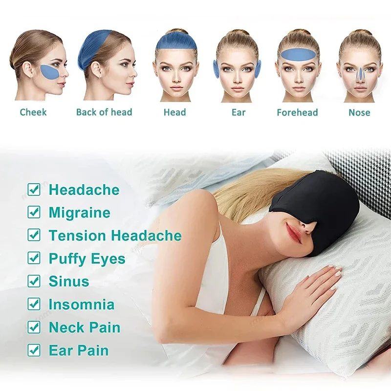 Headache Massage Cap para Enxaqueca, Massageador de Dor, Chapéu Gel, Alívio do Estresse, Máscara de Cabeça, Compressa Quente e Fria, Ice Therapy