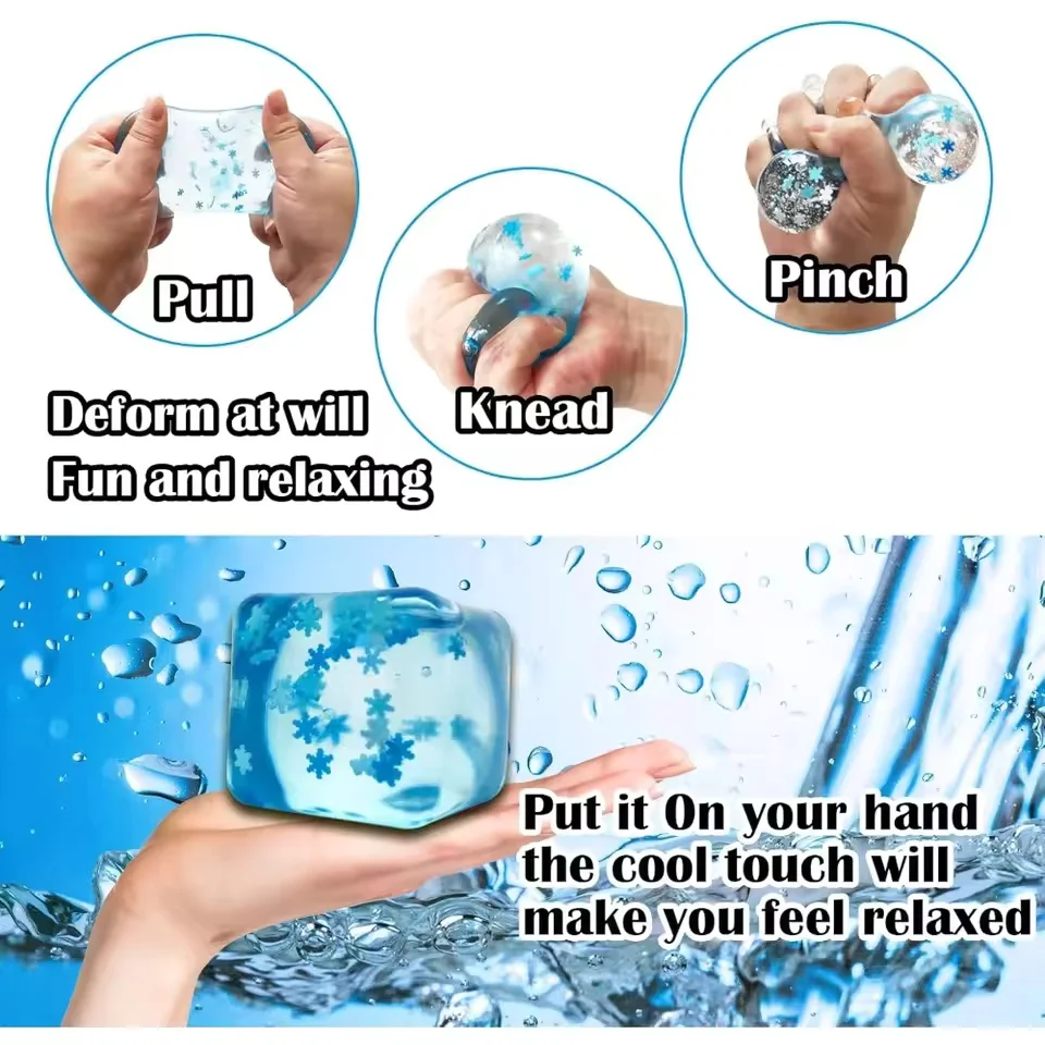 スクイーズアイスキューブフィジェットトイ、大人の不安解消ボール、自閉症ADHDのための感覚玩具、イースタークリスマスギフト