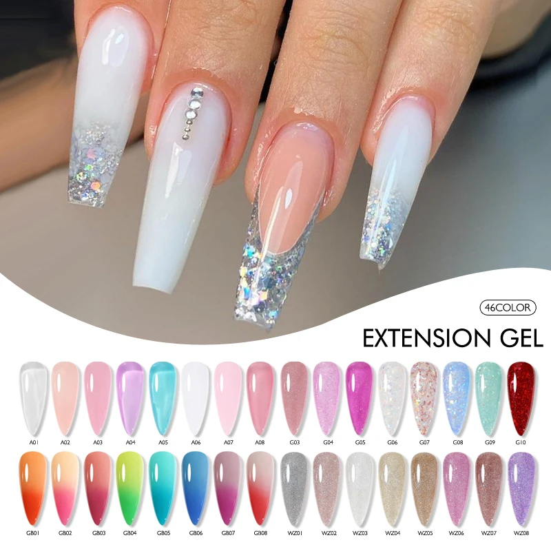 

CHUNSHU Glitter Color Poly Nail Extension Gel 30ML Semi Permanent UV LED Acryl Quick Building 3D Nail Art Manicure Gel For Nails