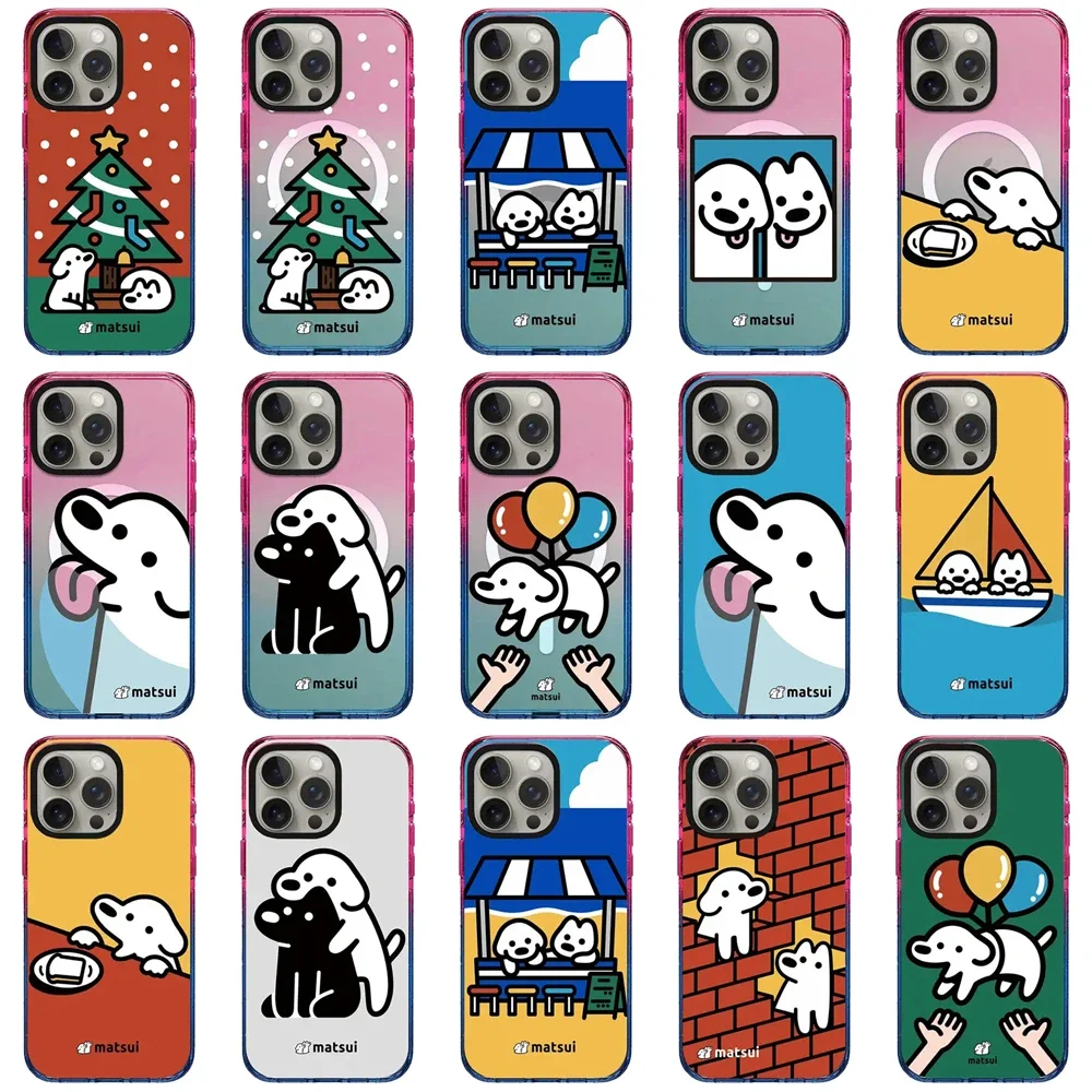 

Cartoon Dog Friends 2.5 Acrylic Gradient Border Phone Case Cover for IPhone 12 13 14 15 Pro Max Case