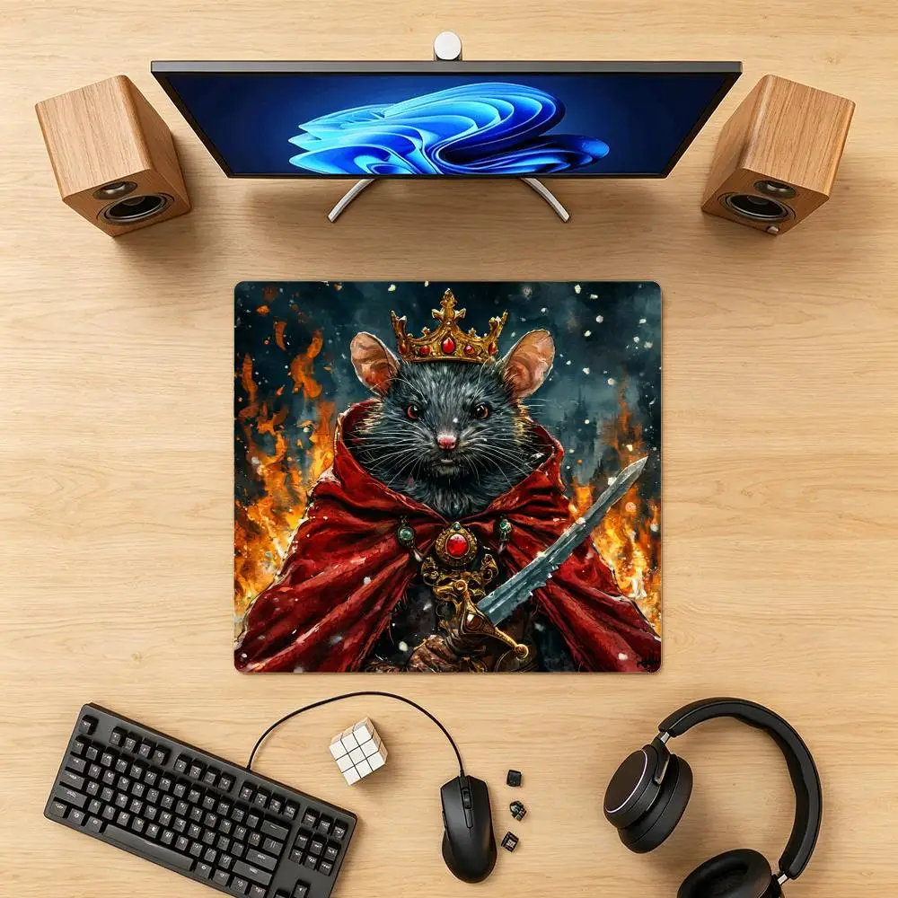 Mousepad Large Size Keyboard Accessories Dark Rat King With Sword Fire Pattern Laptop Bedroom Learning Office Desktop Table Mat