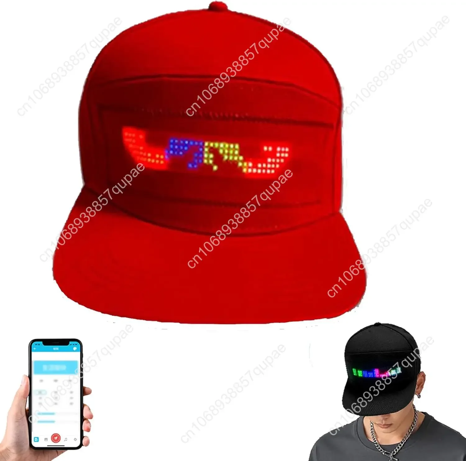 LED Rolling Display Hat - LED Programmable Display Message Baseball Cap, Bluetooth Editable Sign Hat