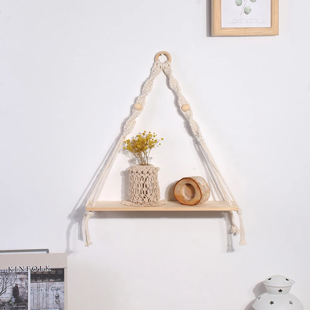 Makramee-Wandregal zum Aufhängen, schwebendes Wandregal, Boho-Heimdekoration, Regale, Wand, Holzdekoration für Schlafzimmer, Wohnzimmer, Kinderzimmer, Geschenk – Detail 25
