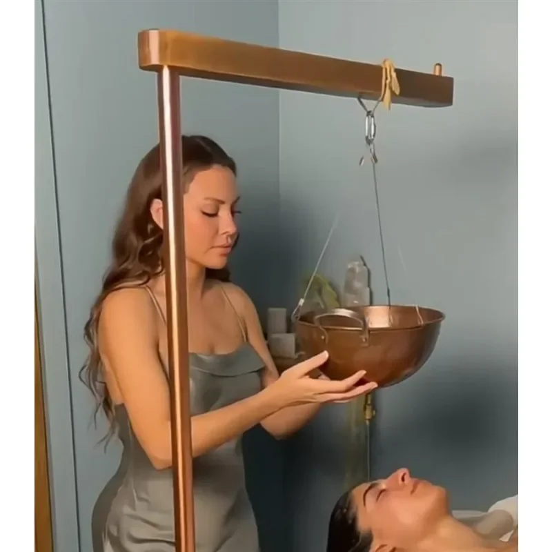 Pure Copper Adjustable Oil Dripper Pot, Free Flow Control Shirodhara Therapy Oil Vessel for Salon SPA Massage