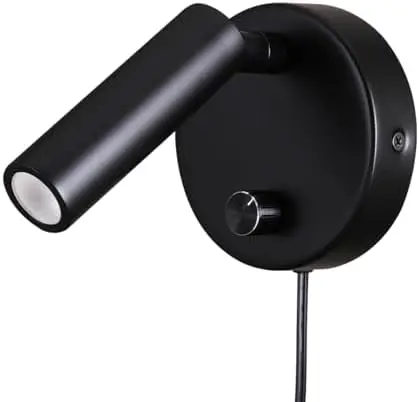

Surface Mount LED Reading Light Sconce, 5W Warm White 3000K, Dimmable Wall Lamp with Physical Knob (Black)