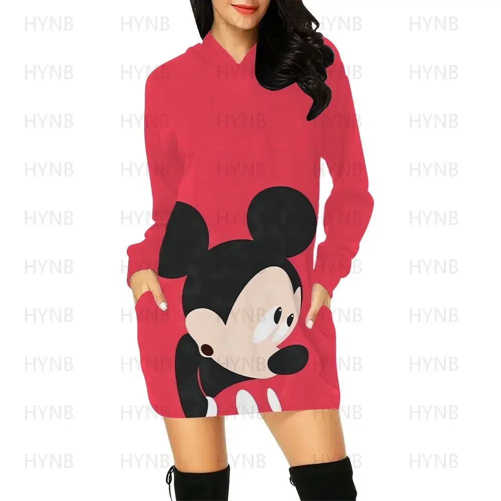 Sweater Dress Elegant Dresses for Women Hoodie Women's Party 2022 Minnie Mouse Sexy Mickey Long Sleeves Luxury Mini Disney Prom