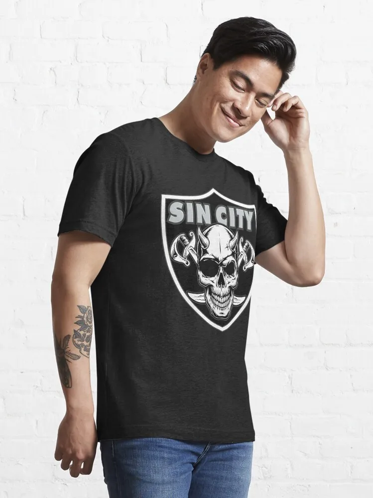 Sin City Vegas Essential T-Shirt Short Sleeve Tops Tees Cotton Print Tshirts New Fashion Top Tees