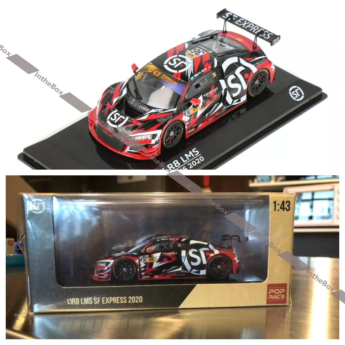 POPRACE 1/43 R8 LMS Pop Race 1:43 2020 Billy Lo SF Express Diecast Car Model Gift Model Car Collection Limited Edition Hobby Toy