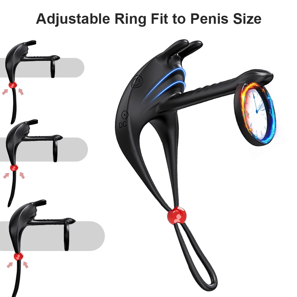 Vibrating Penis Ring for Men Remote Control Adjustable Cock Ring Ejaculation Delay Clitoris Stimulation Sex Toy for Couples