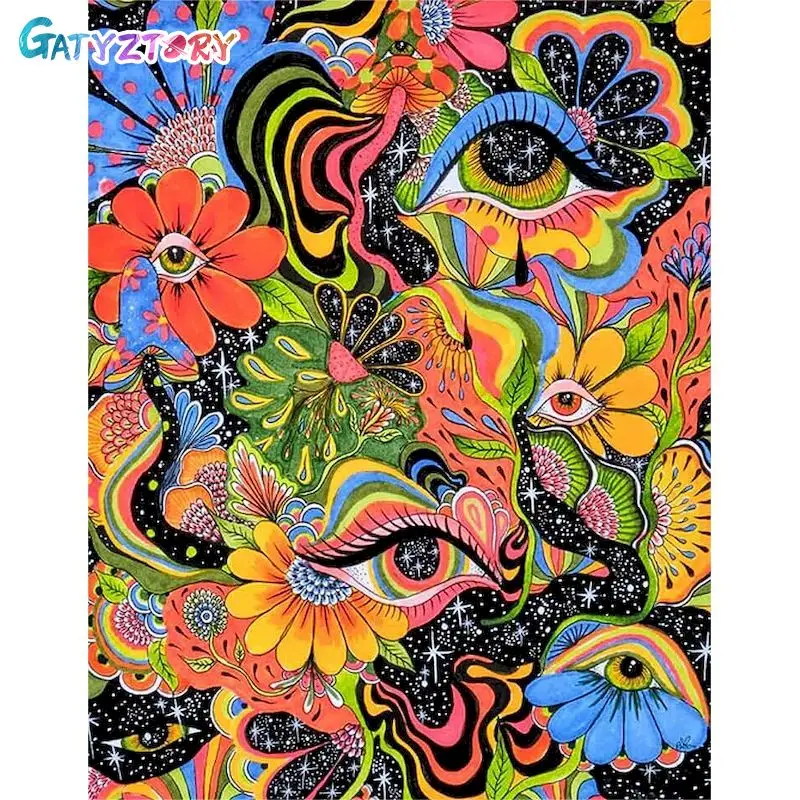 GATYZTORY Pictures By Numbers Flower Eyes Scenery Frame Painting By Numbers Landscape On Canvas DIY Home Decoration DIY Gift