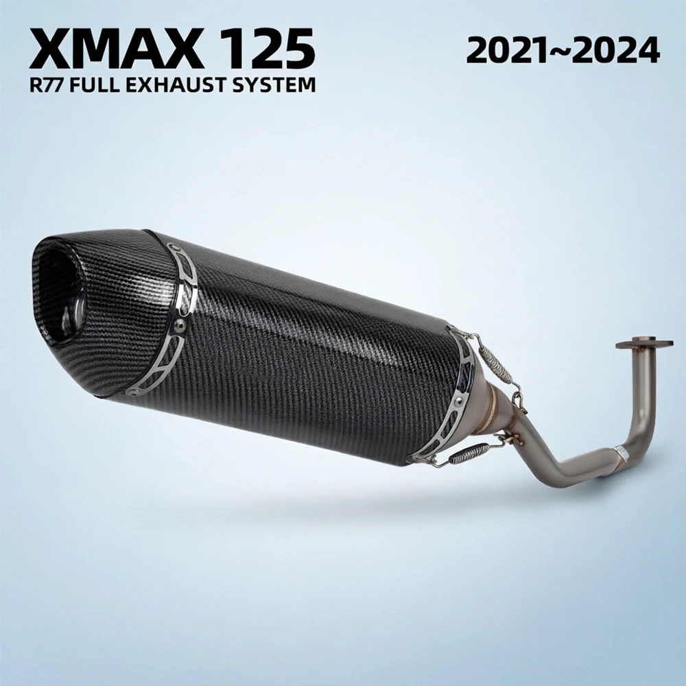 

Выхлопная система 125 для Yamaha XMAX125 XMAX 125 2021-2024, мотоциклетные выхлопные трубы, коллектор для скутера, спортивный глушитель R77 с DB Killer