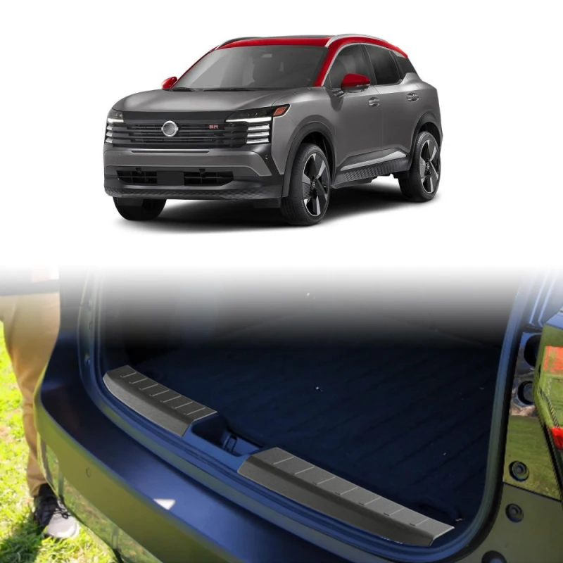 For Nissan Kicks 2025 2026 Stainless Steel Built-in Rear Bumper Protector Tailgate Door Sill Trunk Tread Plate Trim