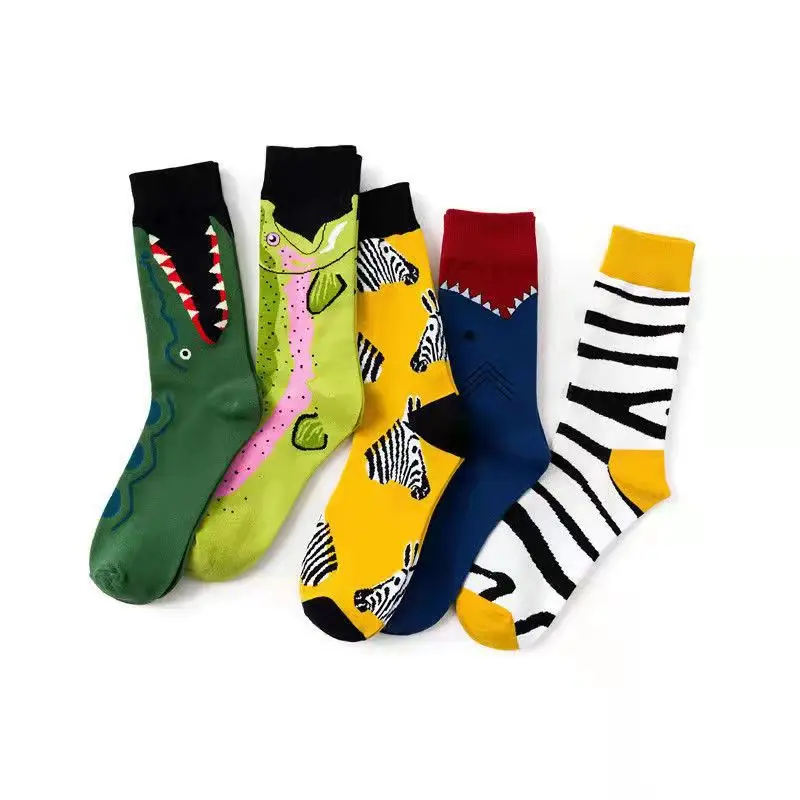 Funny Socks Spring And Autumn Animal Long Socks Men's And Women's College Style Crocodile Mid-tube European And American Street