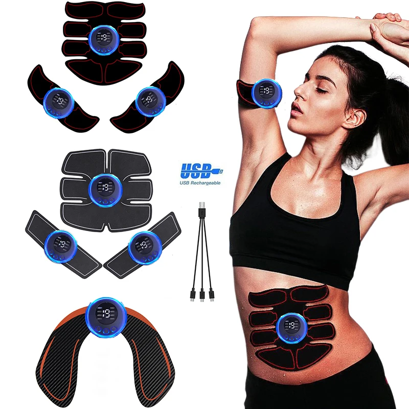 

USB Rechargable EMS Muscle Stimulator Electric Massage Therapy Pain Relief Digital Meridian Full Body Massager Fitness