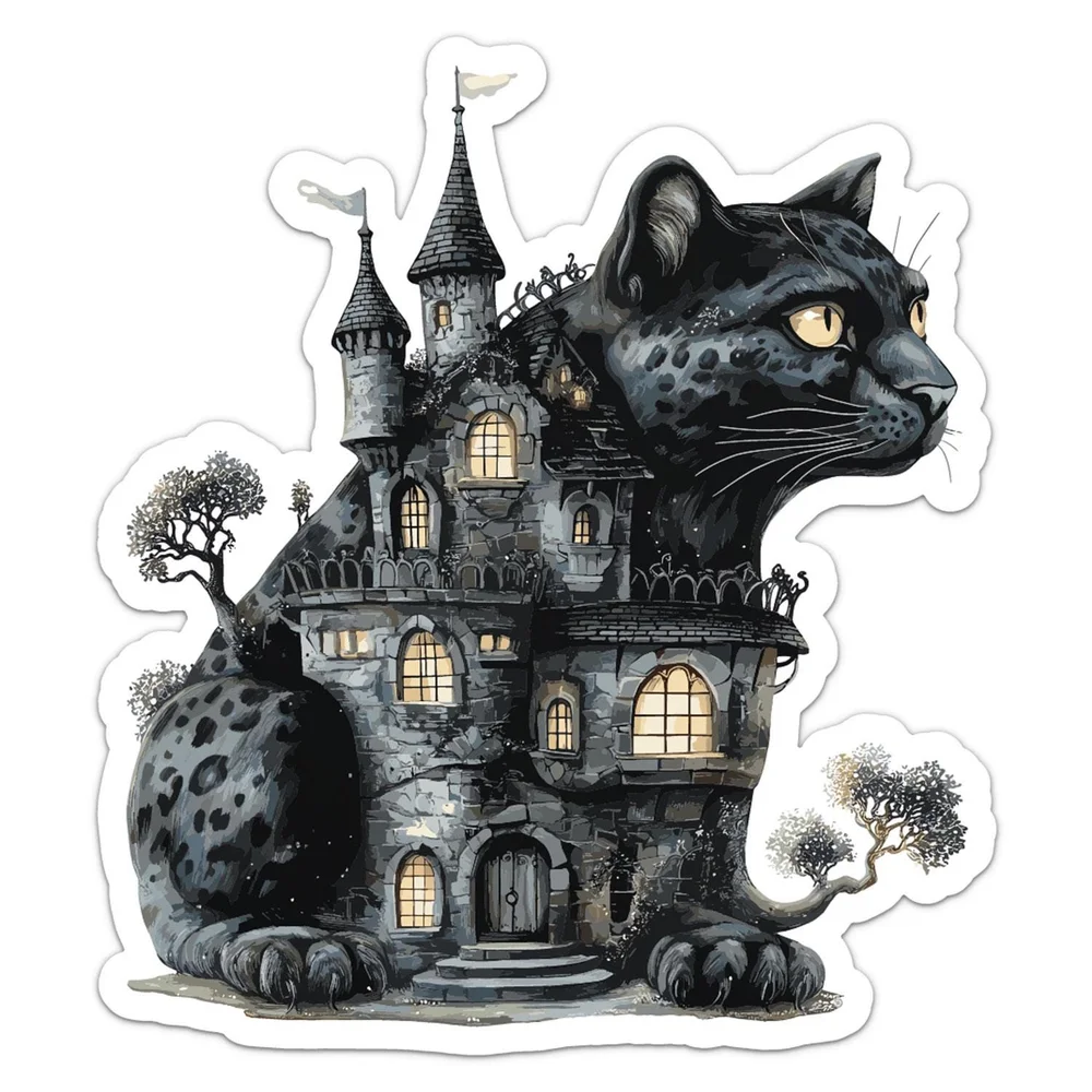 Black Panther Fairy House Fantasy Animal Cottage Magical Life Vinyl Car Decal for Car Bumper and Toolbox Creative Sticker