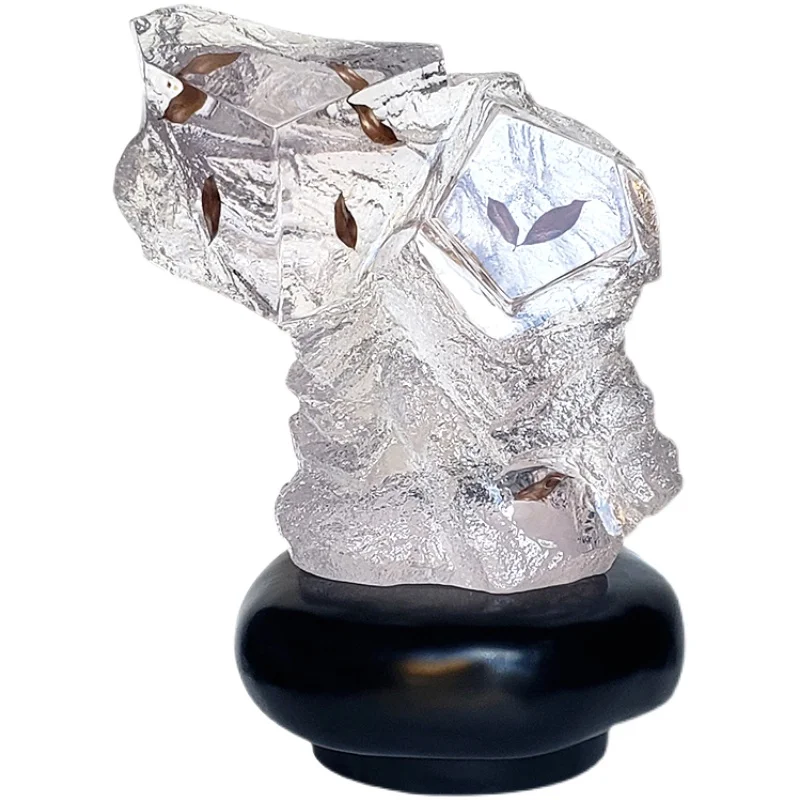 

*m Creative Modern Eco-Friendly Transparent Resin Leaf Sculpture for Hotel Living Room Model Room Home Decor