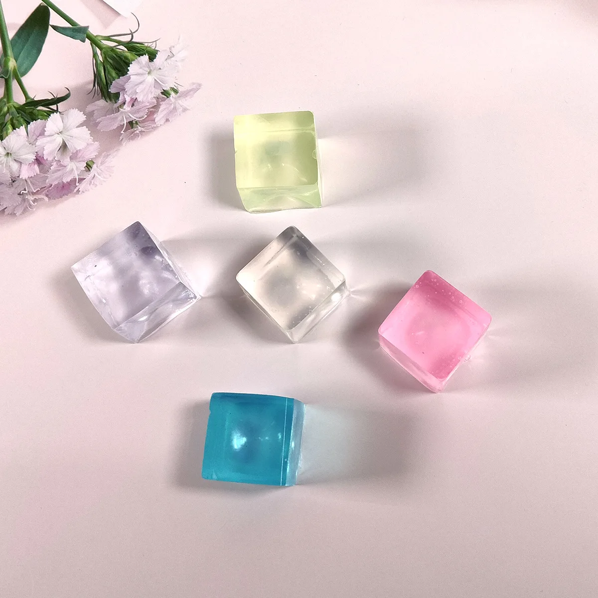 3 Pcs New Hot Ice Cube Squeeze Decompression Toy Creative Soft Rubber Cube Ice Cube Cute Summer Small Jelly Squeeze Venting Toys