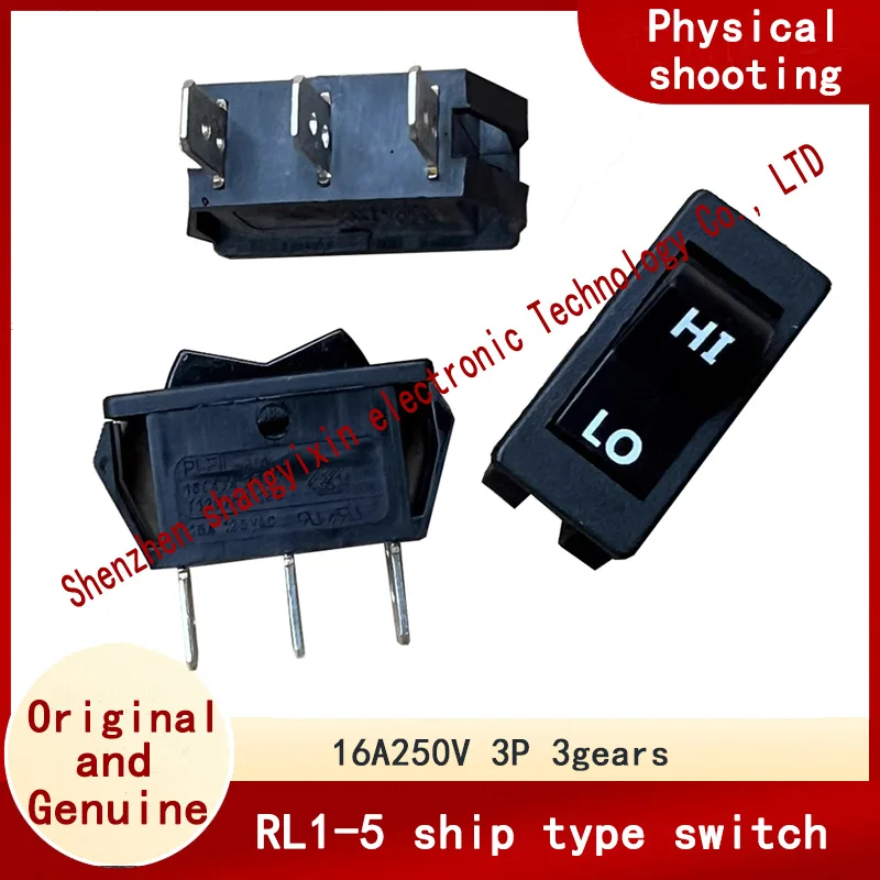 Original RL1-5 Three pin three gear HI/LO warped ship switch 16(4)A 250V T125/55 30*14mm power switch