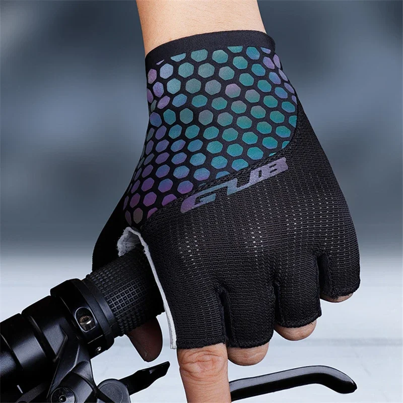 GUB S068 Riding Gloves Outdoor Bicycle Sunscreen Breathable Luminous Half Finger Anti-skid Colorful Bike Glove