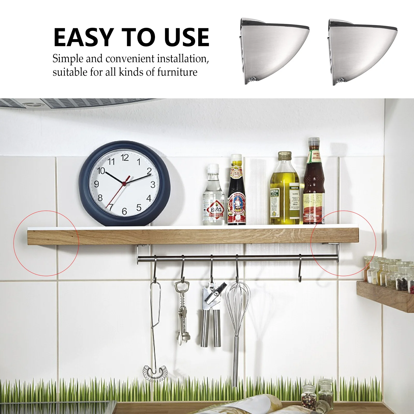 

4Pcs Stainless Steel Shelf Supports Silver Fine Polished Adjustable Glass Brackets Scratch Resistant Furniture