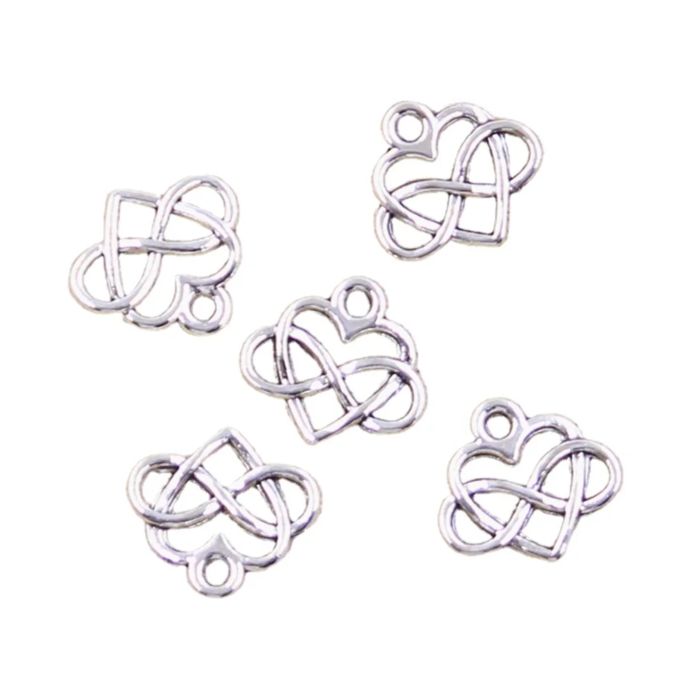 30 pçs encantos coração infinito amor para sempre 14x15mm antigo prata cor pingentes fazendo diy artesanal tibetano encontrar jóias