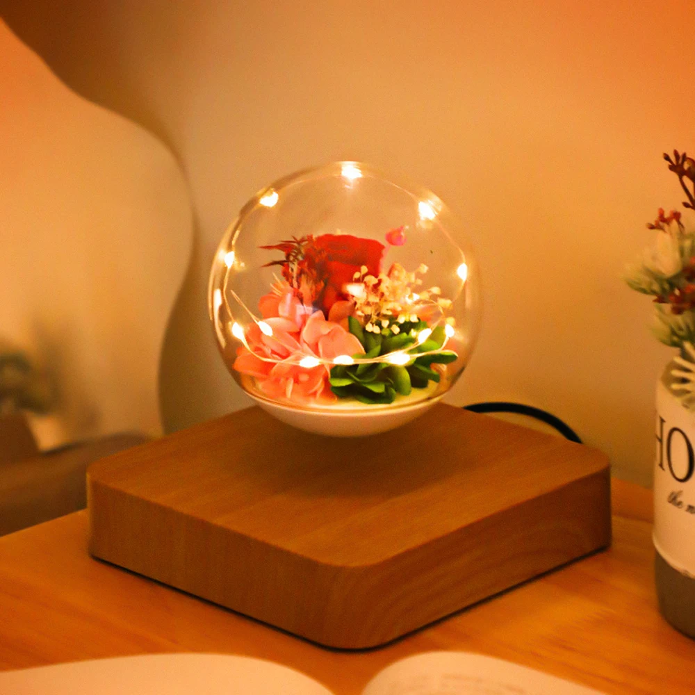 

Magnetic Levitation Eternal flower Lamp Creativity Night Light Floating LED For Birthday Gift Table Lamp Room Decoration Light