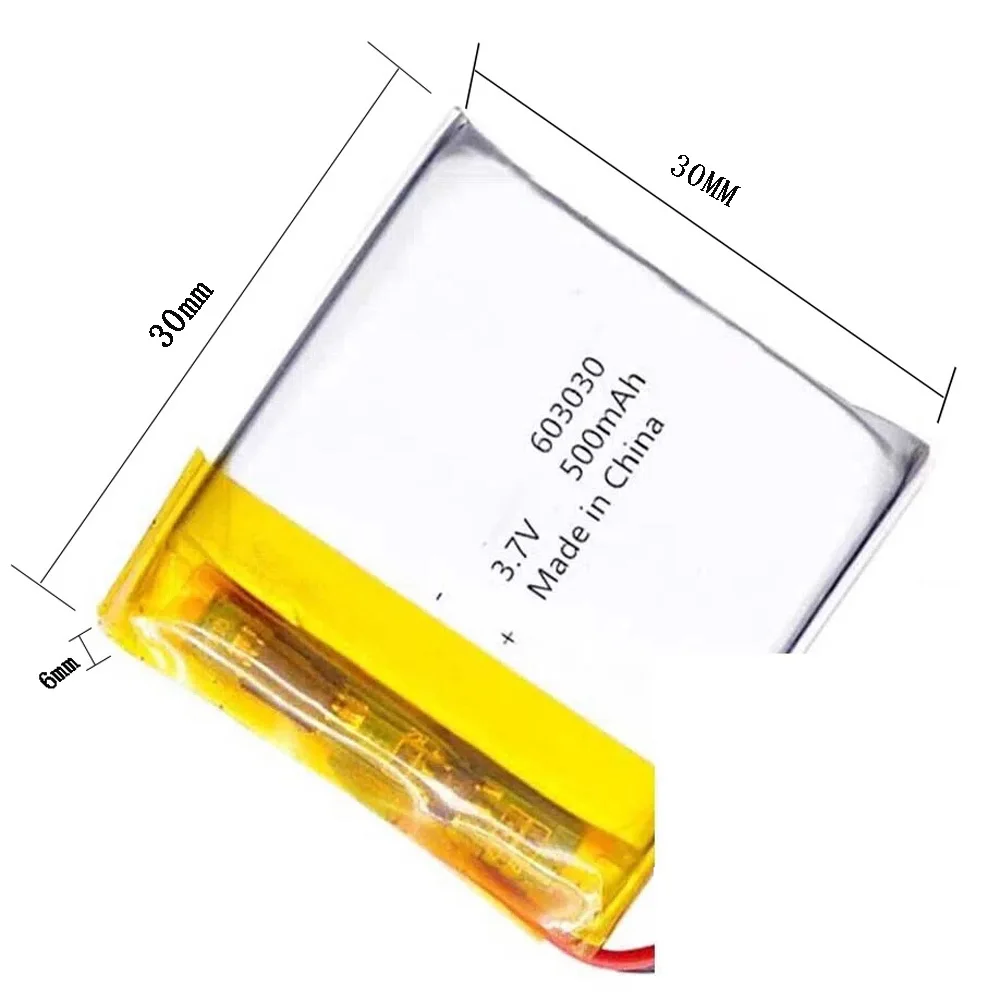 

Rechargeable 3.7V 500Mah 603030 Polymer Ion Battery For TABLET GPS CAMERA POWER BANK SMART WATCH MP627 DVD