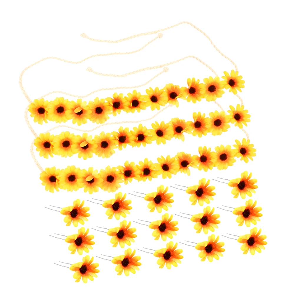 

1 set Flower Hairpin Women Headband Set Women Sunflower Headbands Bride Party Accessories Soft Material Hair Tools