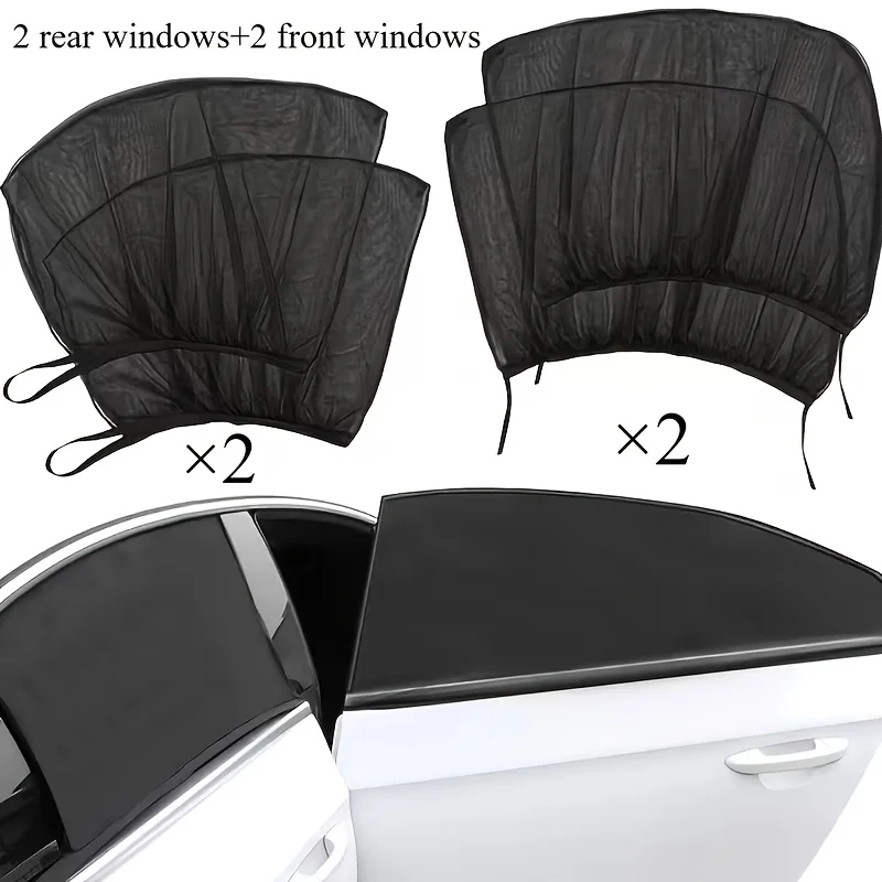 Car full window sunshade,front and rear window breathable mesh sunshade,suitable for cars,RVs and outdoor camping,four-piece set