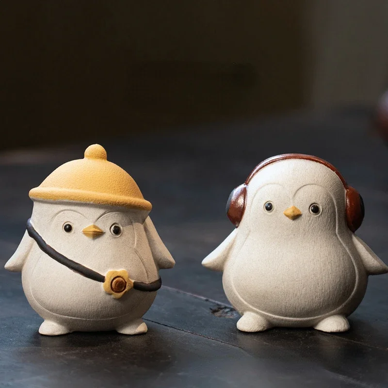 

Purple Clay Tea Petting Penguin Brothers Yixing Raw Mine Handmade Tea Set for Tea Play Home Decoration Factory