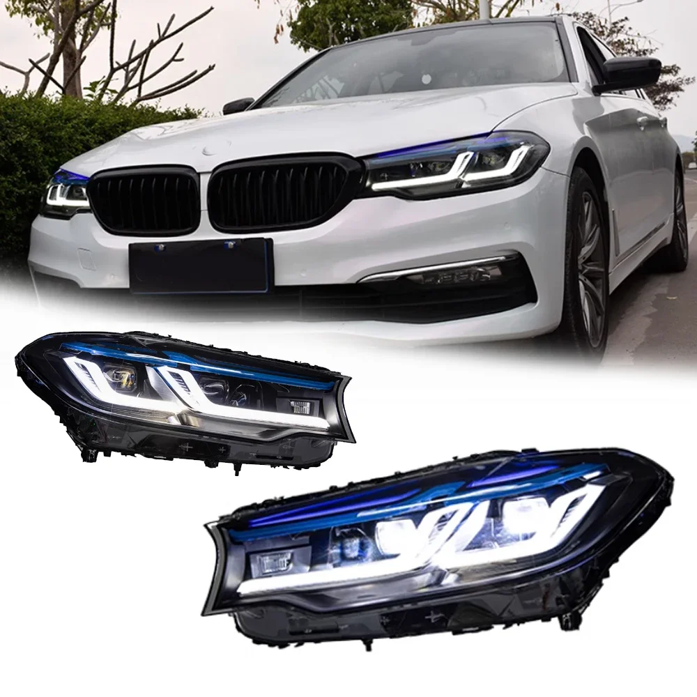 

Стайлинговые светодиодные фары для BMW 5 серии G30 18-20, полностью светодиодные DRL, автомобильные фары в сборе, аксессуары для сигнала, модифицированная лампа