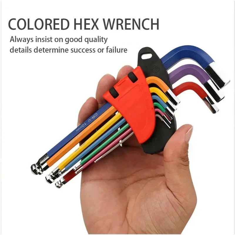 

Wrench Kit Hen Key Set Colored L Type 1.5mm-10mm Hex Key Screwdriver Tool for Hex Socket Screws Home Bicycle Manual Repair Tools