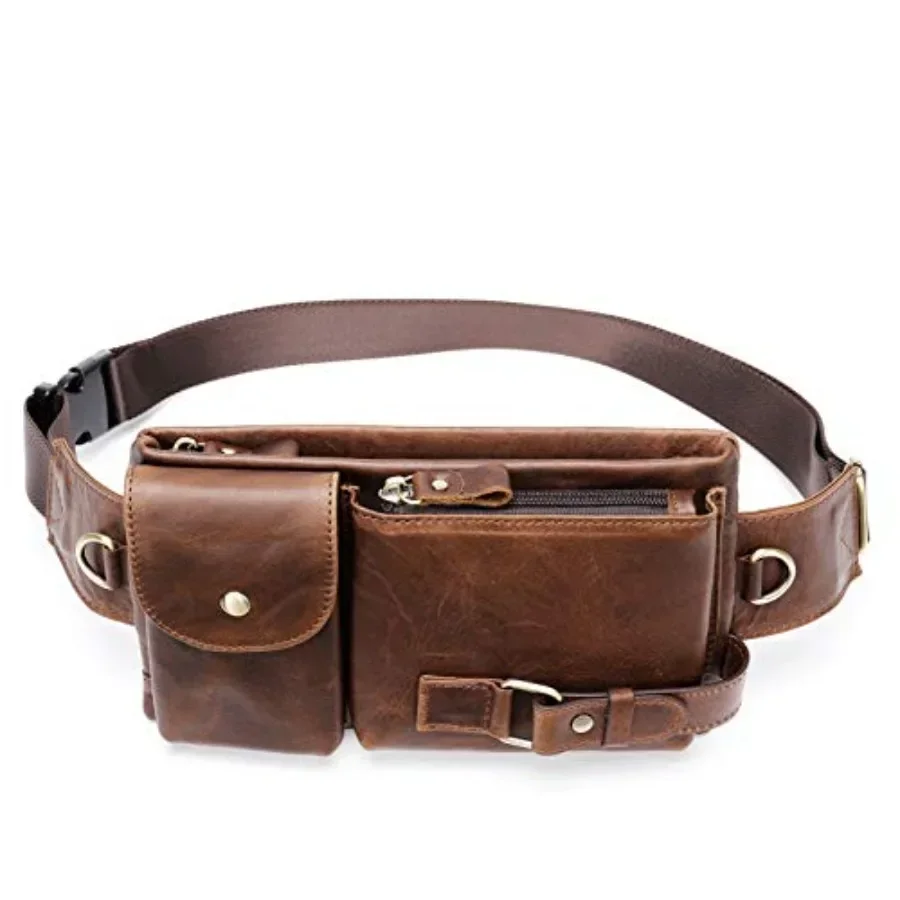 

Cowhide Waist Fanny Pack-Genuine Leather and Slim with Adjustable Waistband