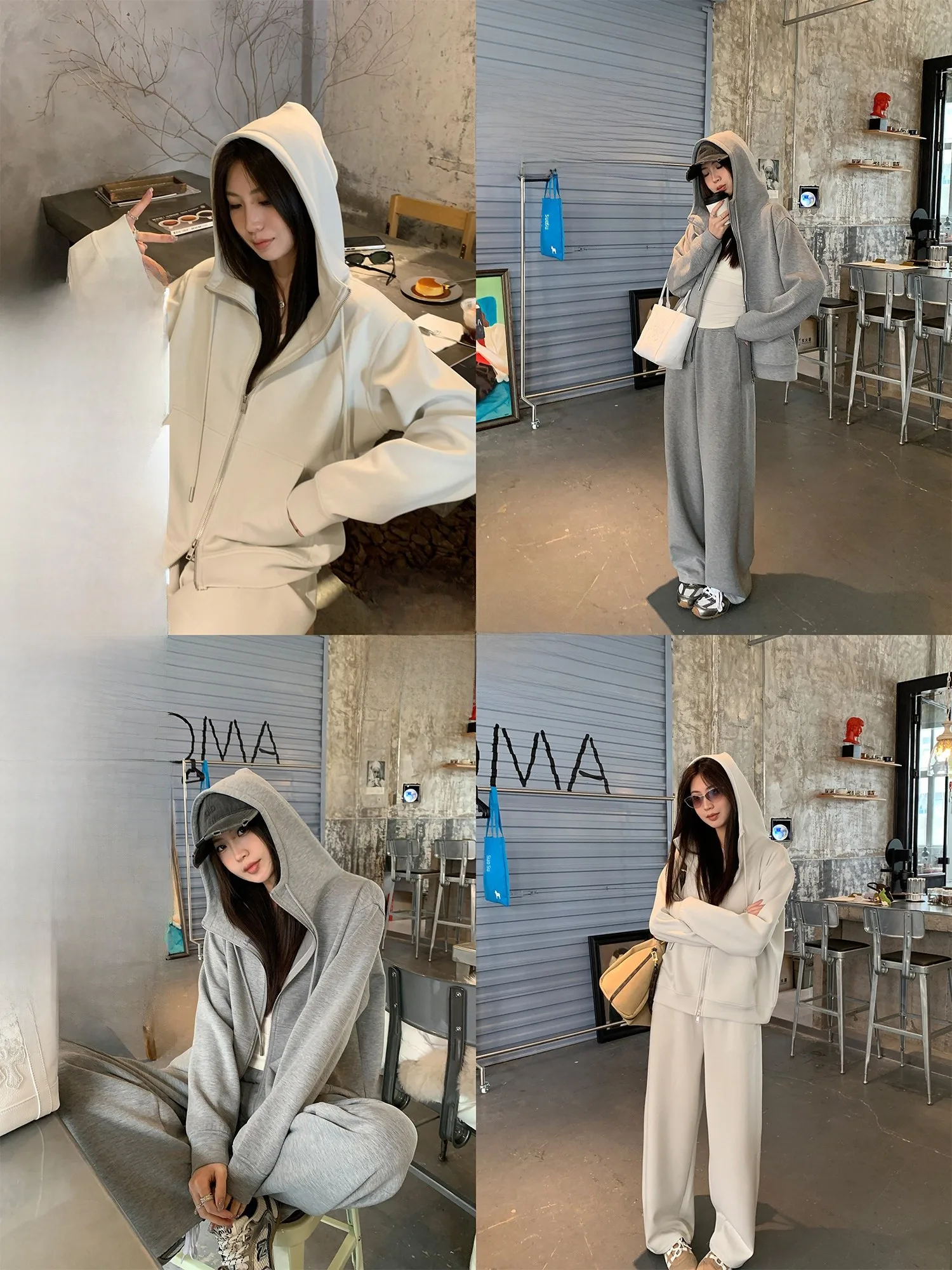 

Soft Air Layer Hoodie Jacket And Casual Pants Women's Spring Set Comfortable Breathable Long Sleeve Zipper High Waist Trousers