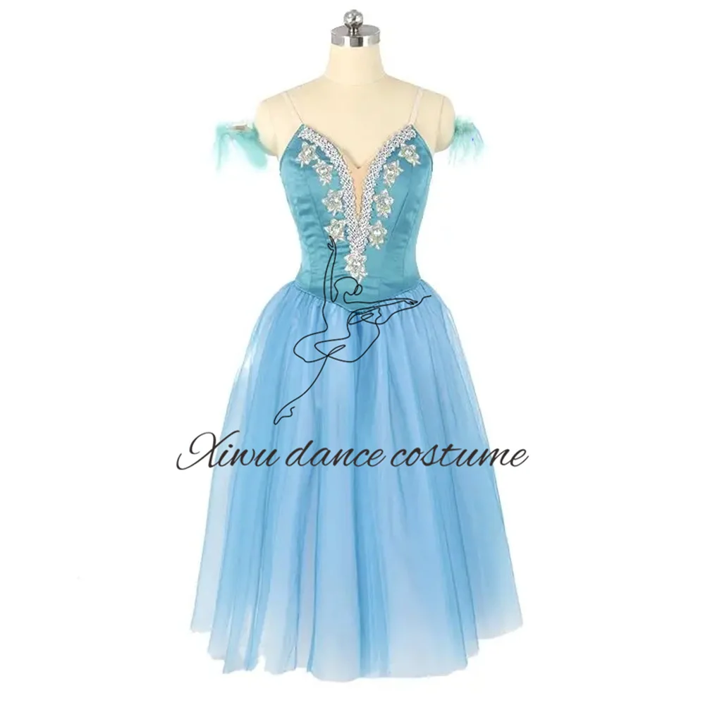 지젤 발레 스커트 농부 변형 롱 드레스 하이 엔드 개인 맞춤 성인 어린이 로얄 블루 그라데이션 블루 롱 드레스