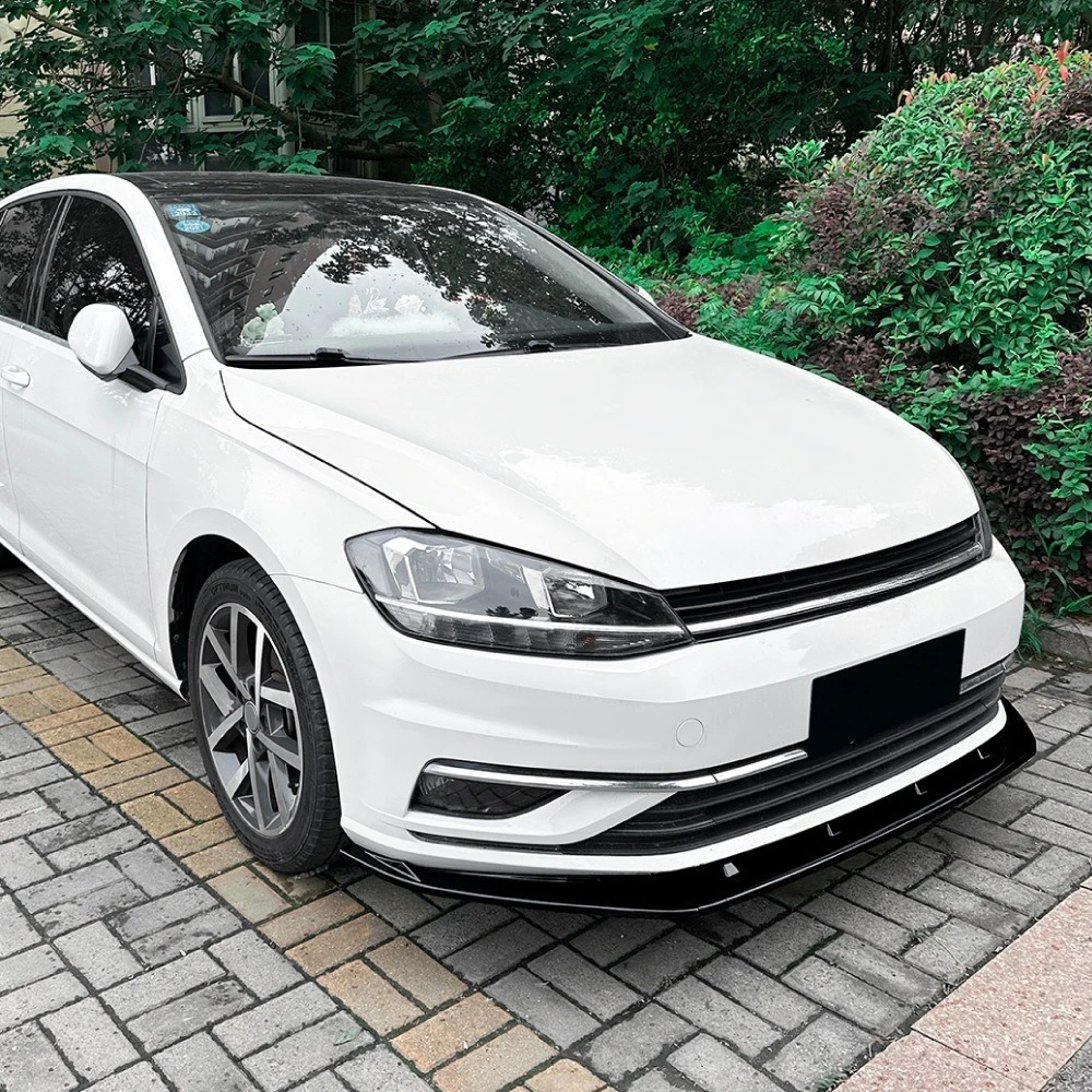 لسيارة VW Golf 7.5 MK7.5 - سبويلر شفة المصد الأمامي، مقسم ABS أسود لامع، سد هوائي على طراز OEM، طقم الجسم (الطراز القياسي)