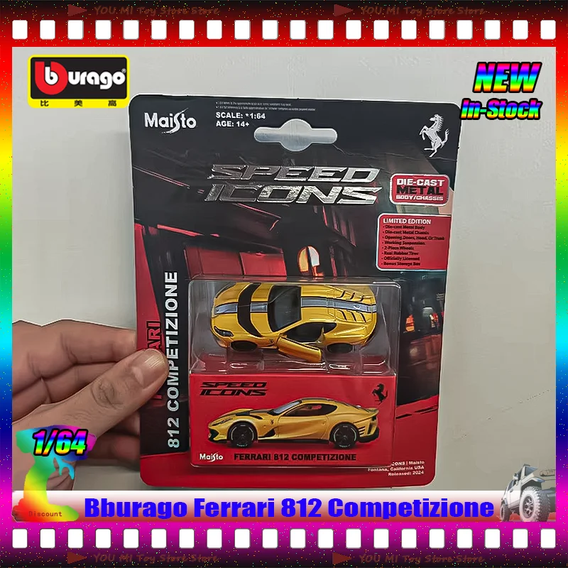 

Новинка в наличии Bburago 1:64 Ferrari Daytona Sp3 Black 812c, подвесная упаковка для карточек, литая под давлением миниатюрная модель автомобиля, подарок, детская игрушка