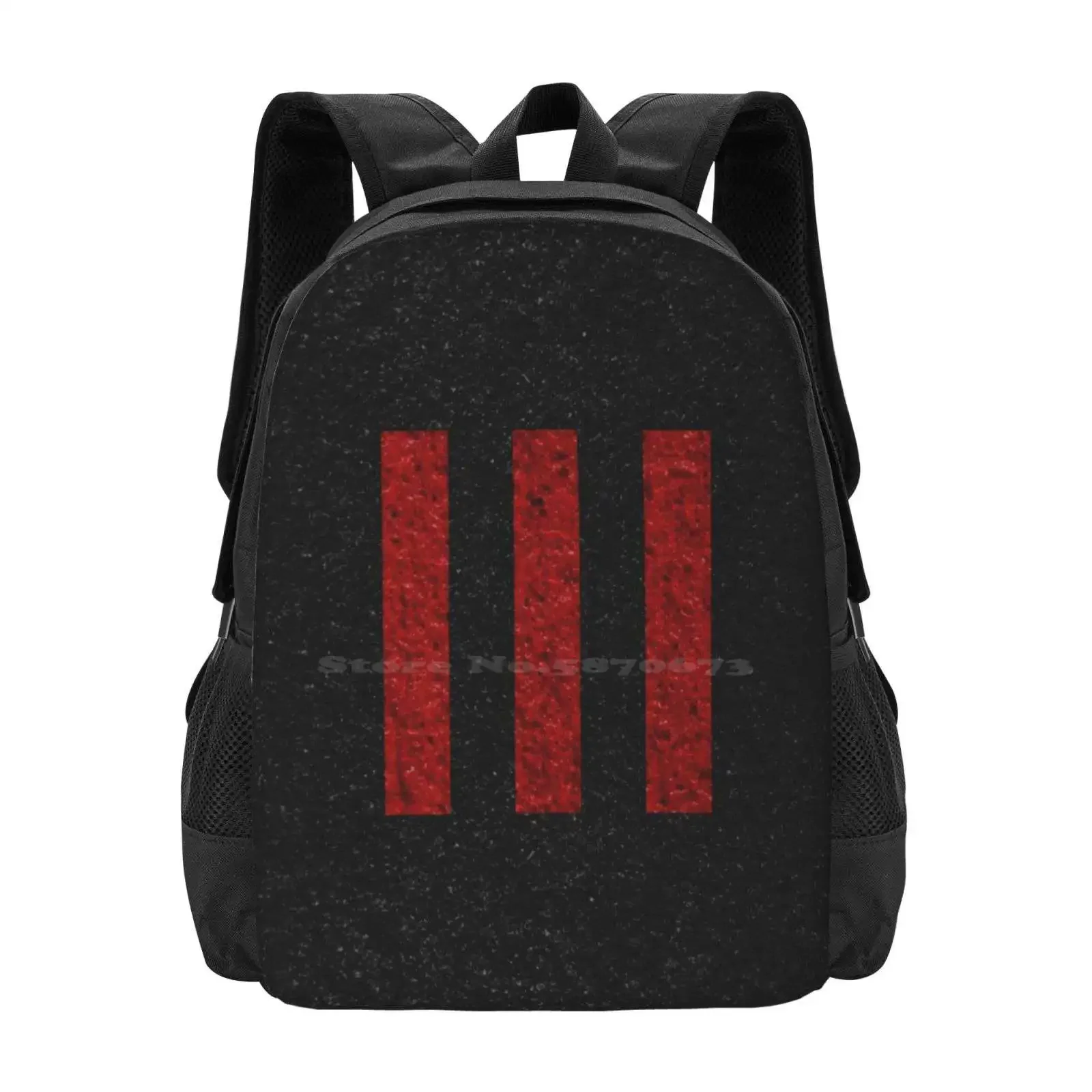 

Three Strikes Fashion Pattern Design Travel Laptop School Backpack Bag Three Strikes Red Black Acrylic Sand Texture Geometric