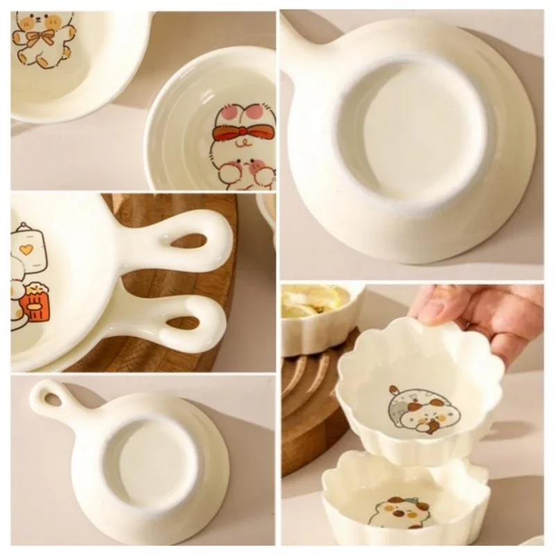 Cartoon Cat Dip Dish (with Handle) Japanese Creative Ceramic Chopstick Holder Kitchen Tableware Household Sushi Seasoning Dishes