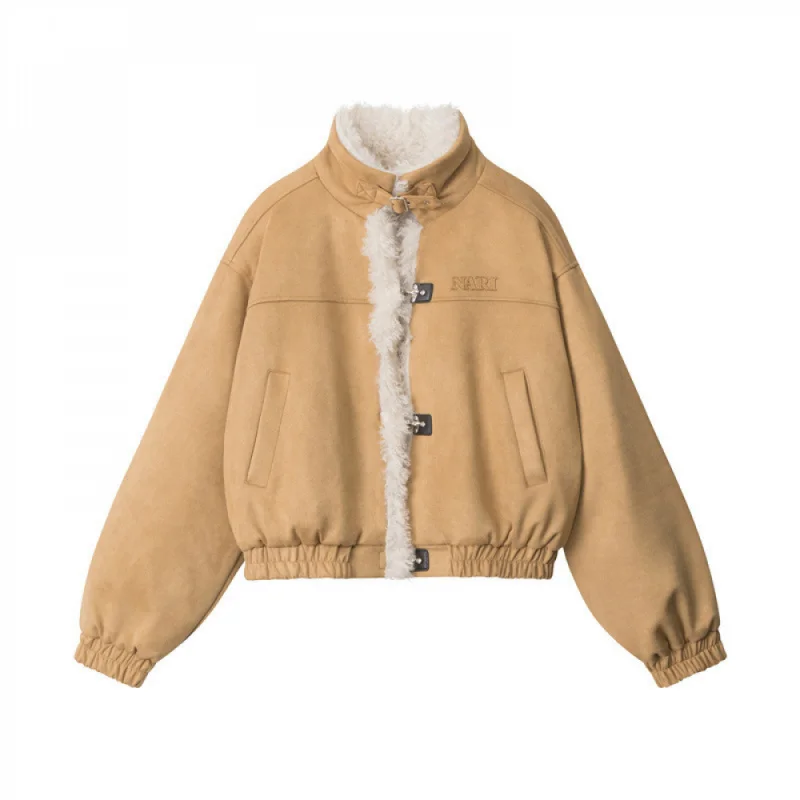 سترة شتوية جديدة غير رسمية ذات ياقة واقفة من American Retro للنساء بتصميم قصير فضفاض #4