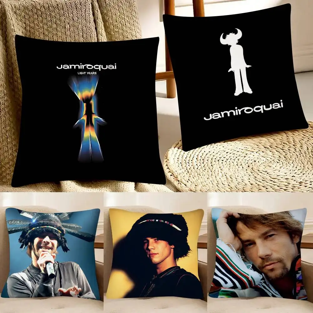 Rock Band J-JamiroquaiS Kissenbezug, modischer quadratischer Kissenbezug, Schlafzimmer, Sofa, Zimmer, Ins-Dekoration, Freizeit