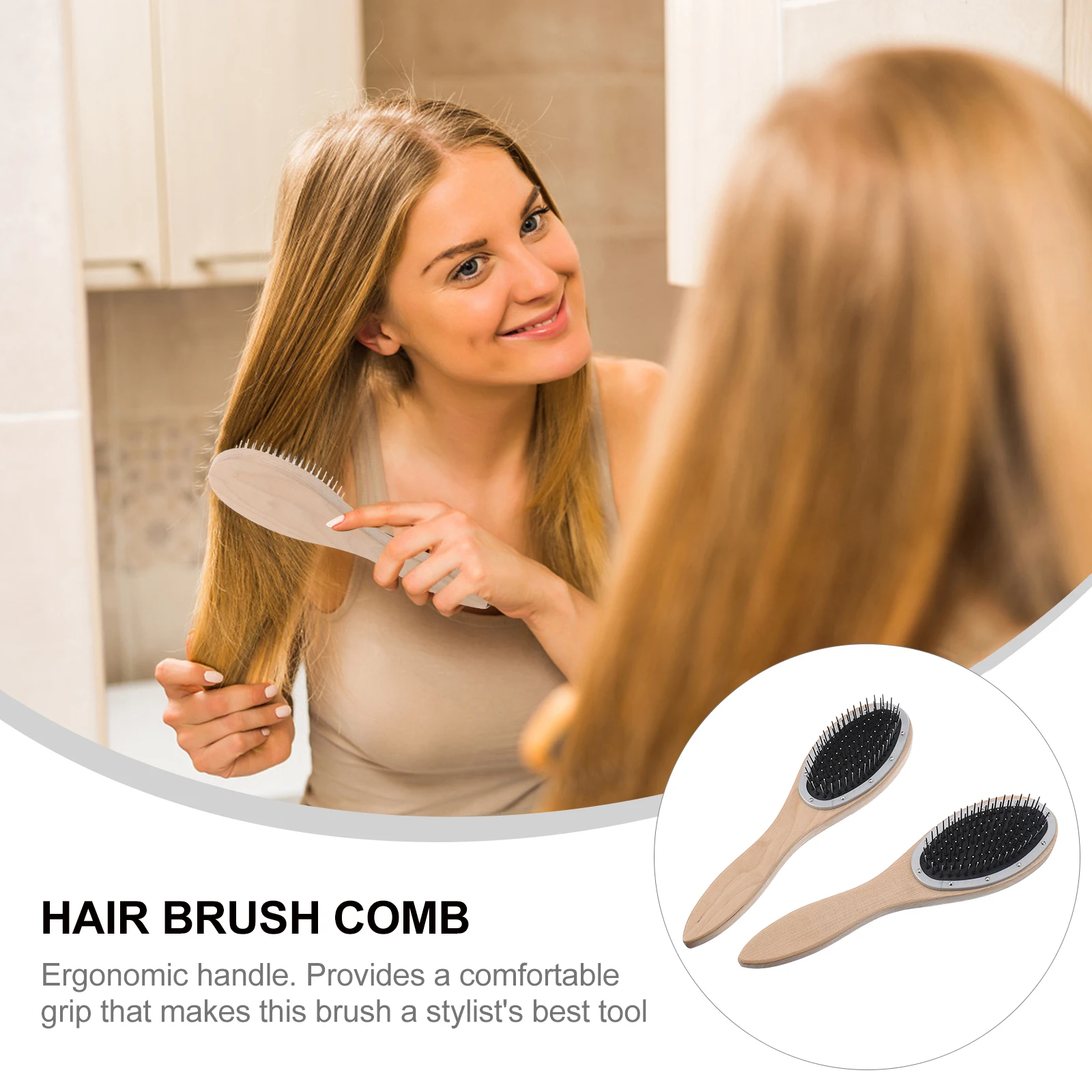 

2pcs Wooden Detangling Comb Detangling Brush For Wet Dry Brush Hair Ergonomic Anti-Snag Styling Tool For All Hair Types