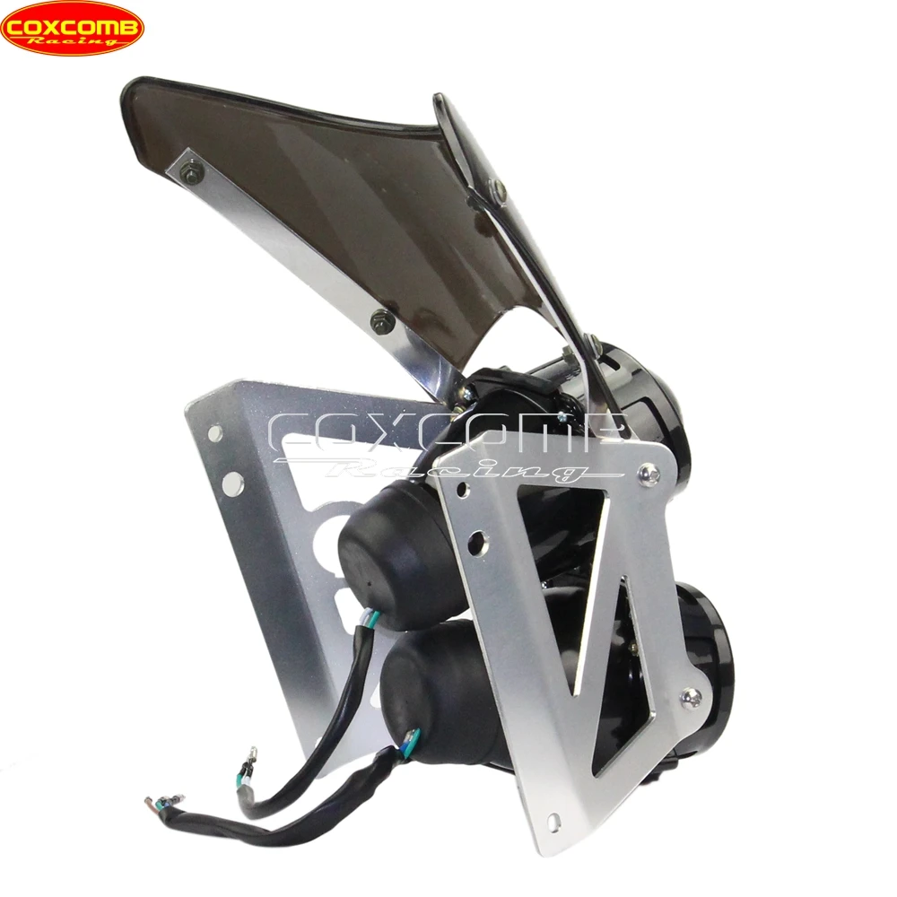 مصباح أمامي مزدوج للدخان الزجاج الأمامي ، مصباح أمامي ضوئي ، دراجات شوارع هوندا سكرامبلر ، رياضة مزدوجة عارية ، دراجة نارية ترابية