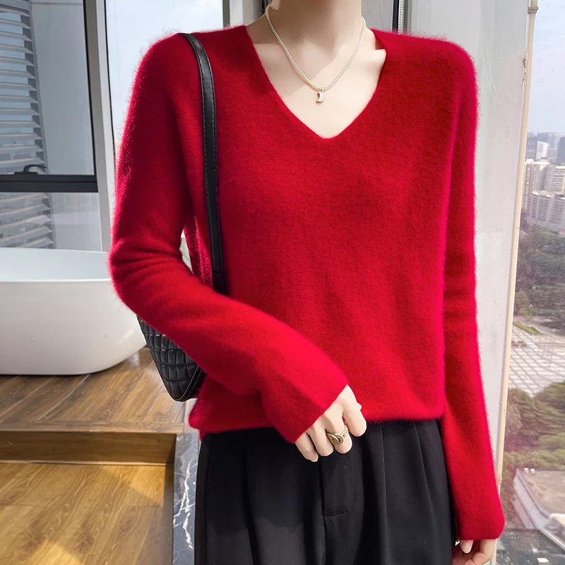 New Autumn Winter Women O-neck Thick Wool Pullover Sweater 100% Merino Wool High Quality Knitwear Soft Warm Cashmere Sweater